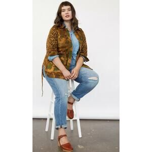 Anthropologie Pilcro- Women's  Camo Utility Denim Jacket- plus size 1x